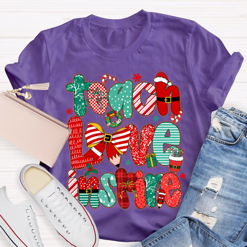 Teach Love Inspire Christmas Bow T-Shirt