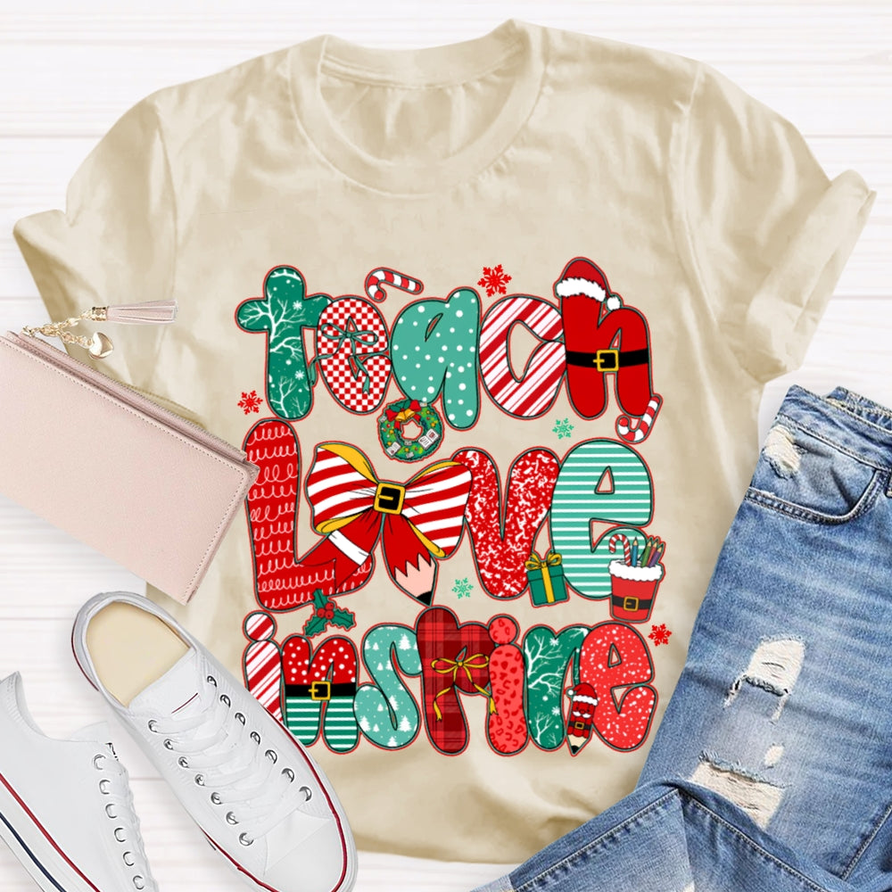 Teach Love Inspire Christmas Bow T-Shirt