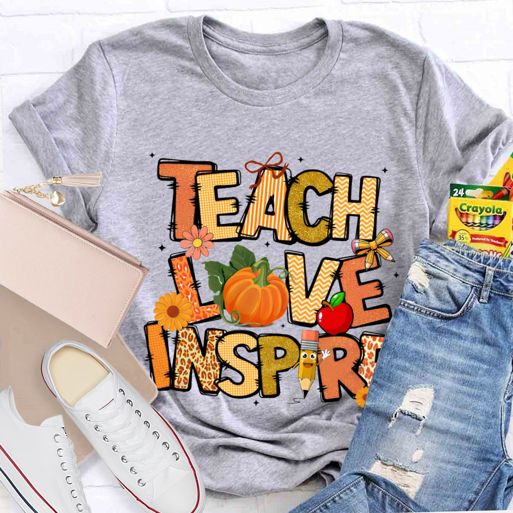 Teach Love Inspire Fall Vibes Pumpkin T-Shirt