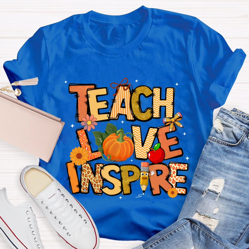 Teach Love Inspire Fall Vibes Pumpkin T-Shirt