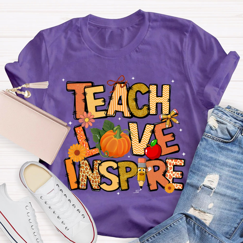 Teach Love Inspire Fall Vibes Pumpkin T-Shirt