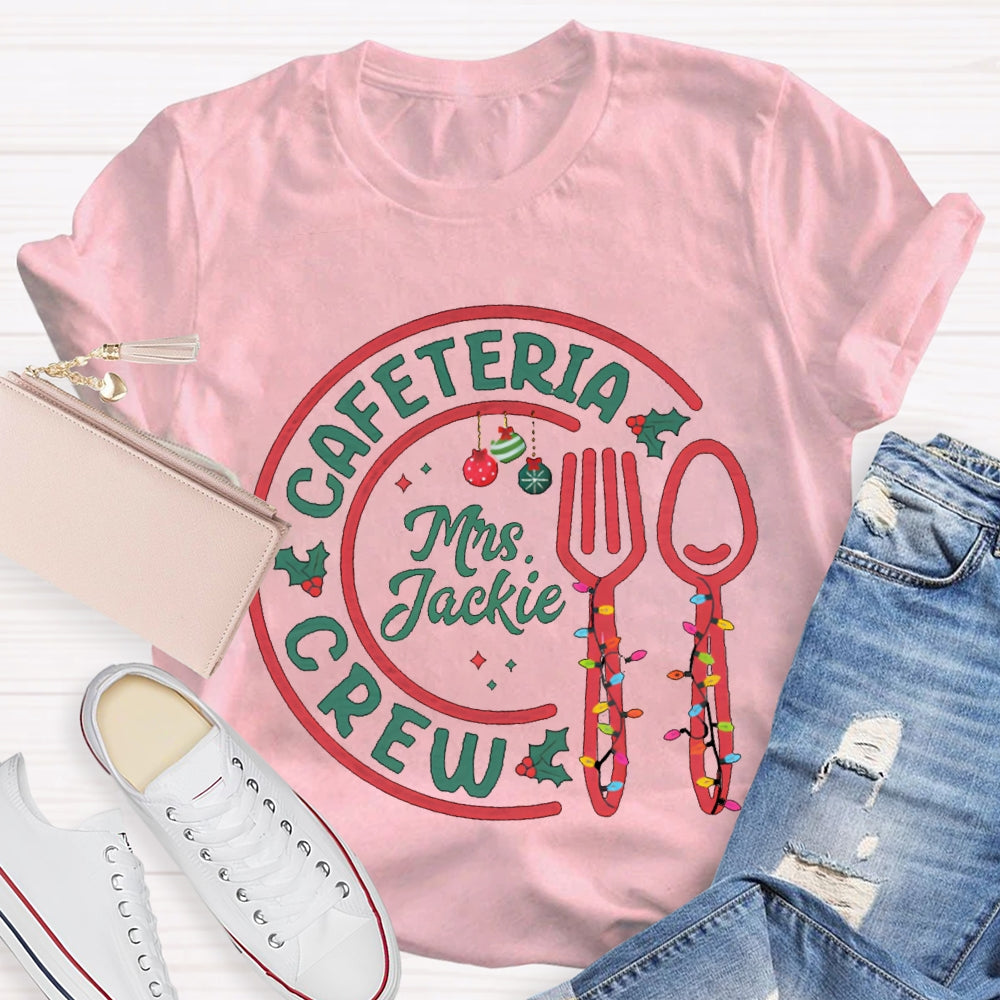 Personalized Name Cafeteria Crew Christmas Lights Christmas T-shirt