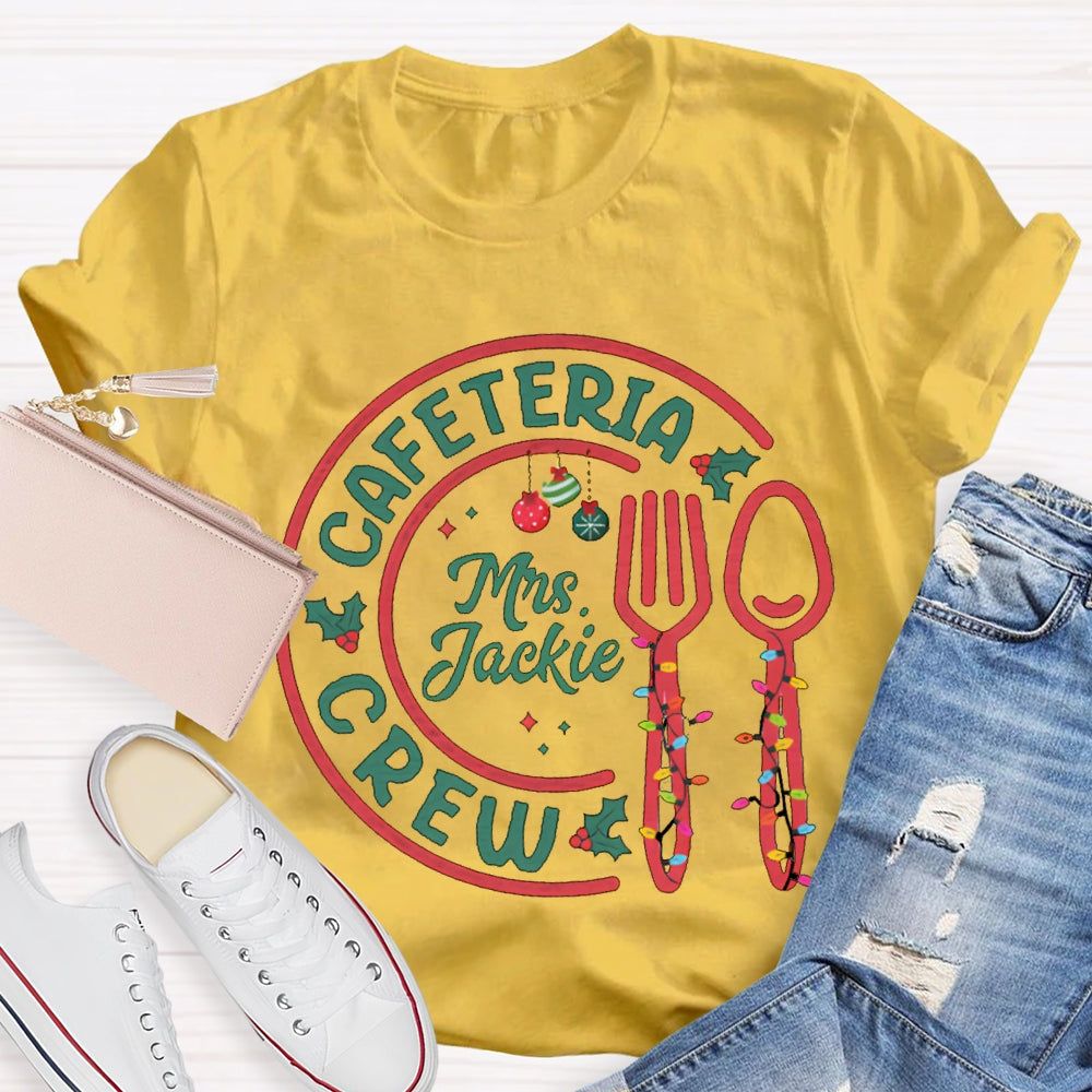 Personalized Name Cafeteria Crew Christmas Lights Christmas T-shirt