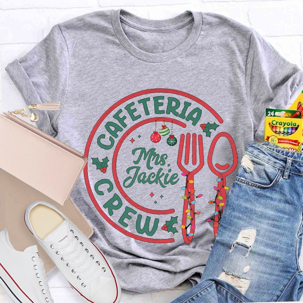 Personalized Name Cafeteria Crew Christmas Lights Christmas T-shirt