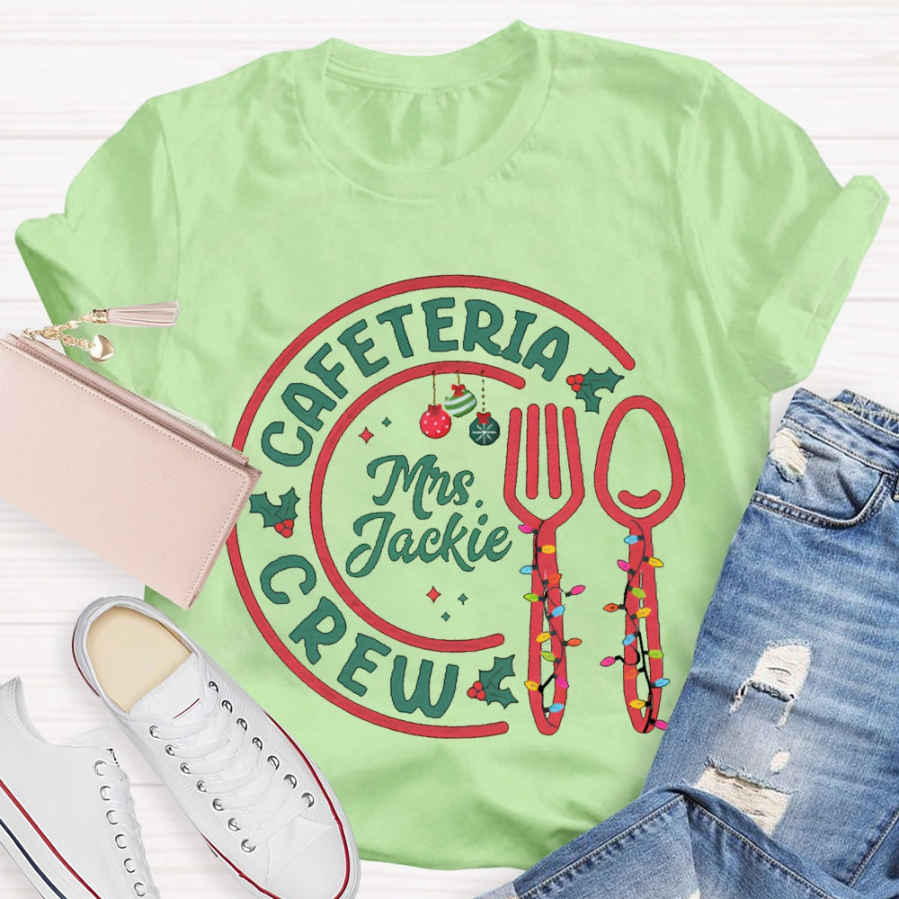 Personalized Name Cafeteria Crew Christmas Lights Christmas T-shirt
