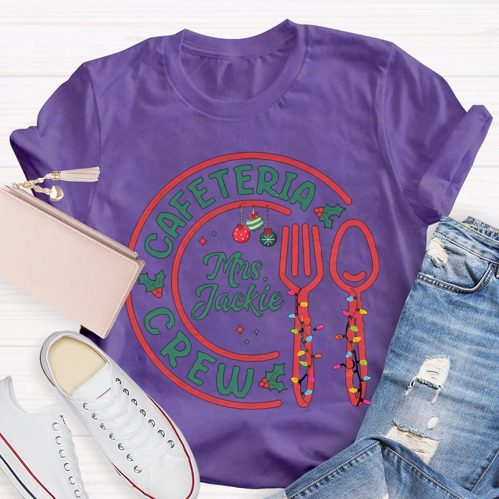 Personalized Name Cafeteria Crew Christmas Lights Christmas T-shirt