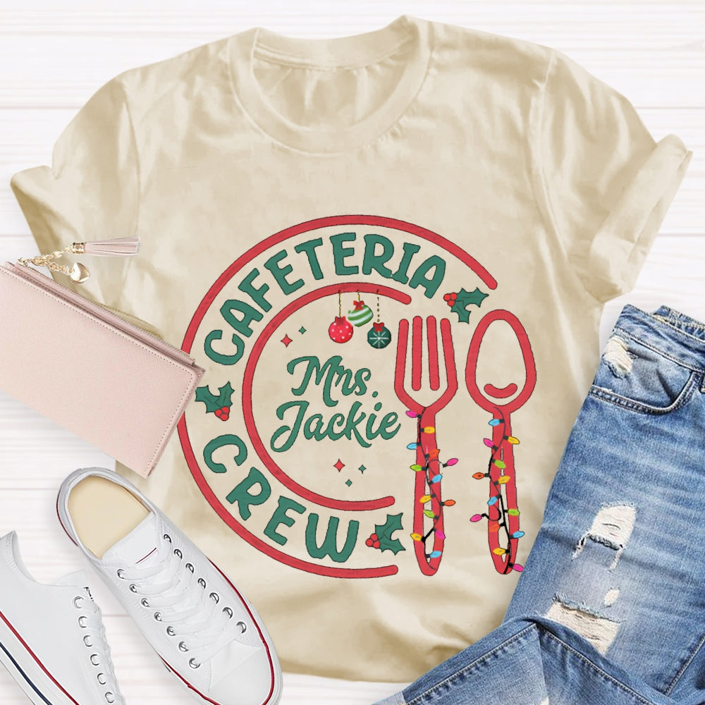 Personalized Name Cafeteria Crew Christmas Lights Christmas T-shirt