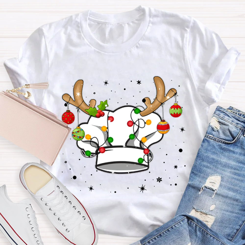 Christmas Chef Hat Snowflakes And Christmas Lights T-shirt