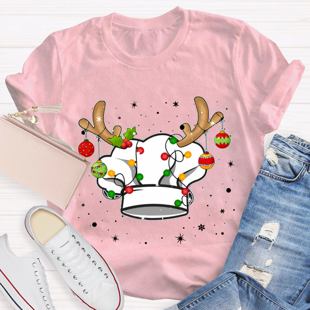 Christmas Chef Hat Snowflakes And Christmas Lights T-shirt
