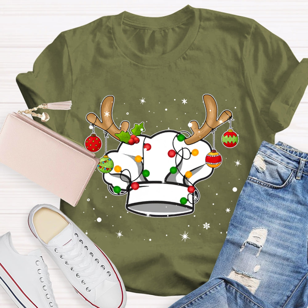 Christmas Chef Hat Snowflakes And Christmas Lights T-shirt