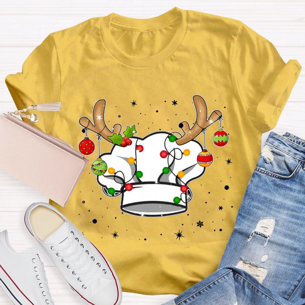 Christmas Chef Hat Snowflakes And Christmas Lights T-shirt