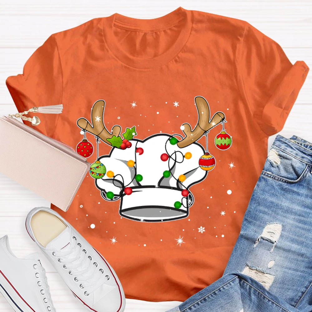 Christmas Chef Hat Snowflakes And Christmas Lights T-shirt