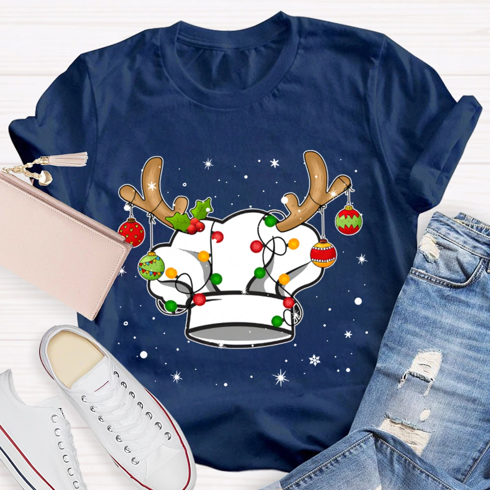 Christmas Chef Hat Snowflakes And Christmas Lights T-shirt