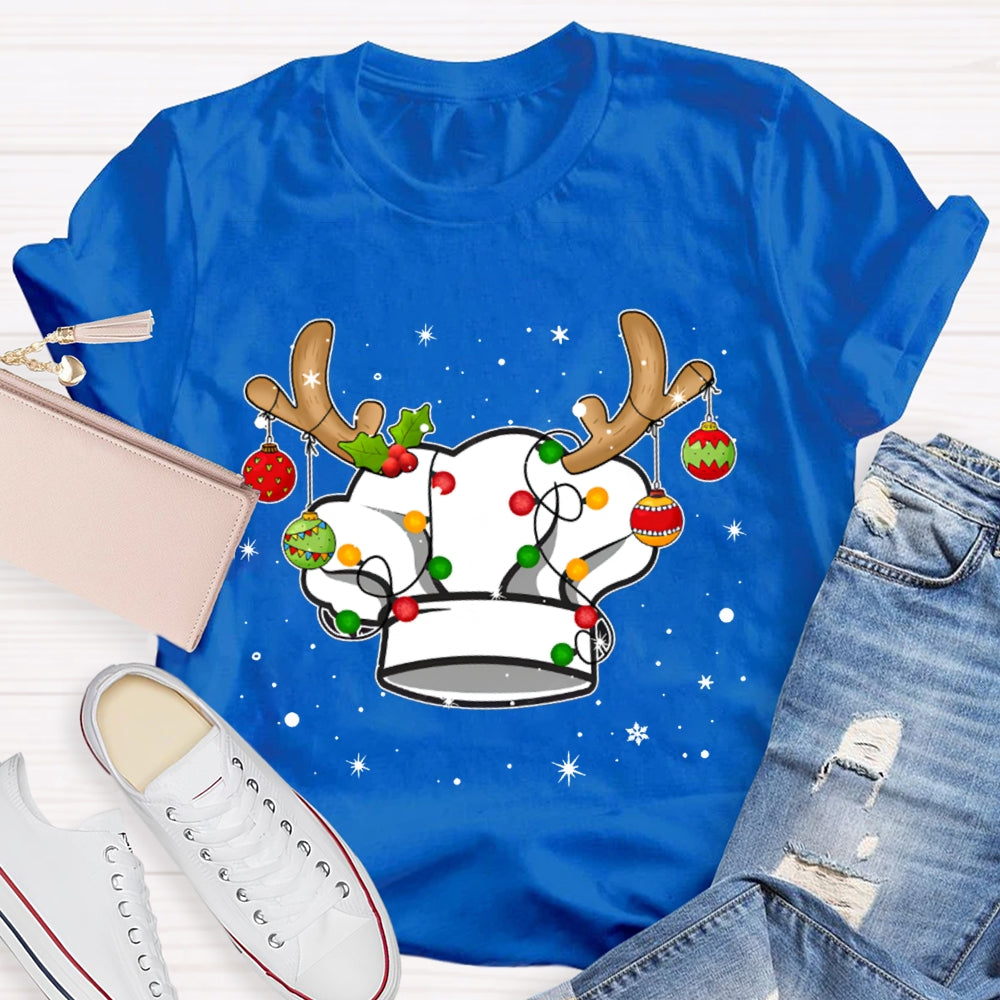 Christmas Chef Hat Snowflakes And Christmas Lights T-shirt