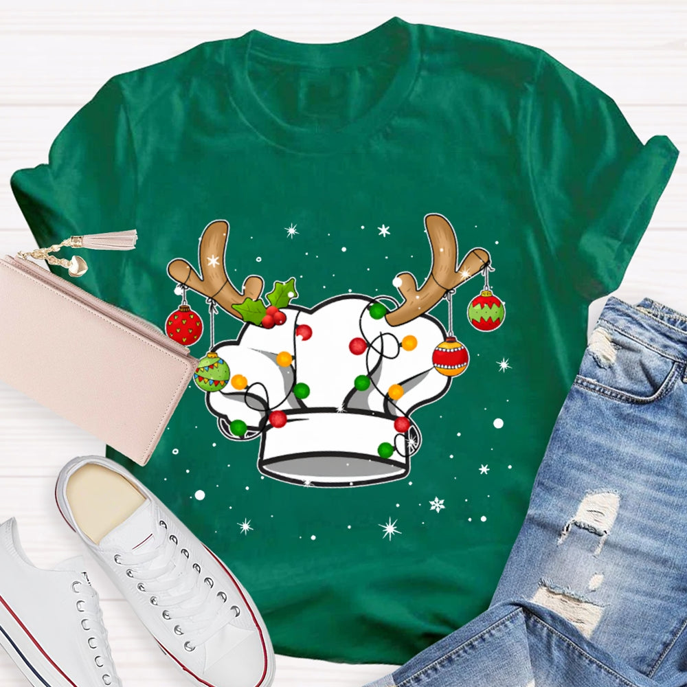Christmas Chef Hat Snowflakes And Christmas Lights T-shirt