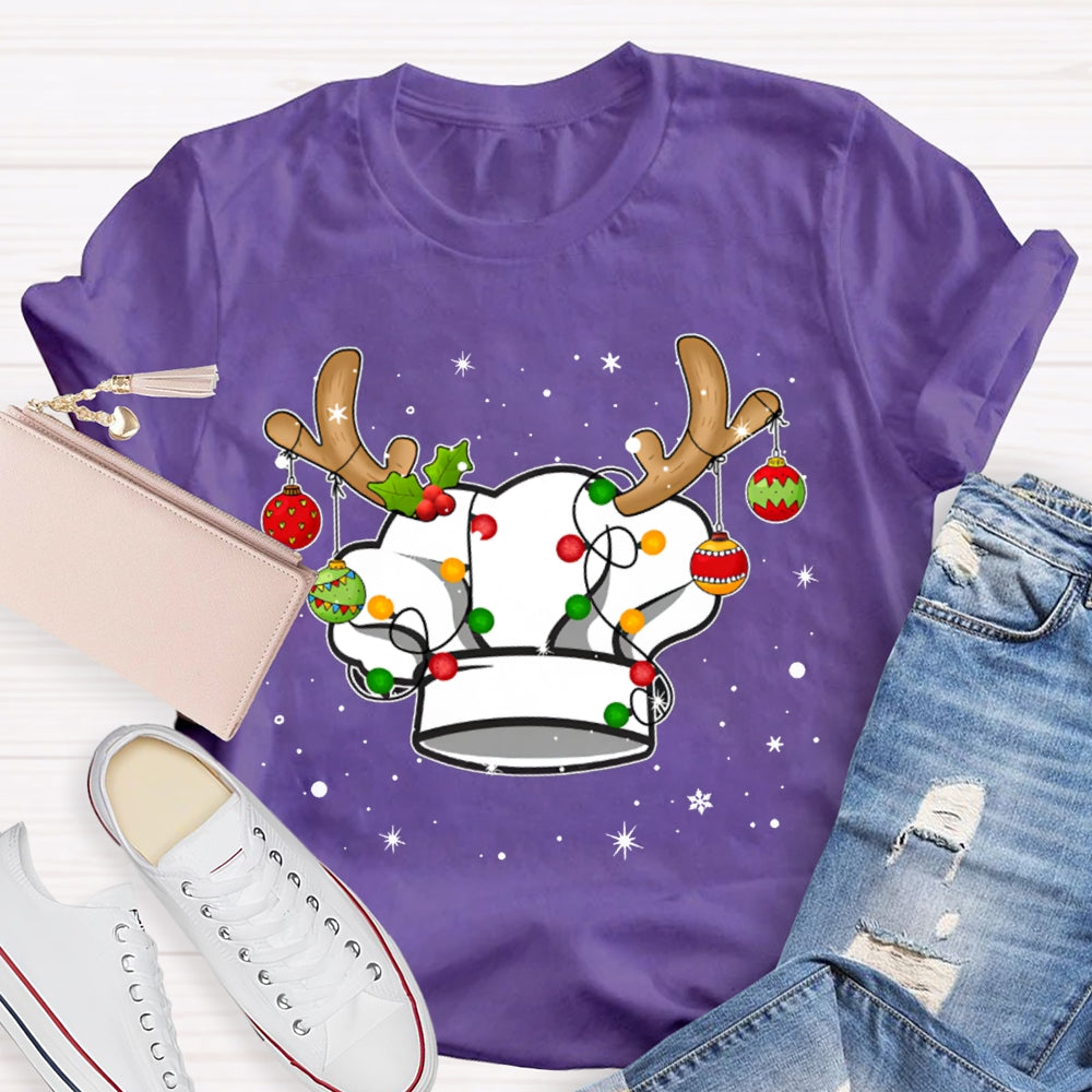 Christmas Chef Hat Snowflakes And Christmas Lights T-shirt