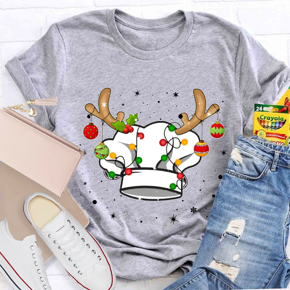 Christmas Chef Hat Snowflakes And Christmas Lights T-shirt