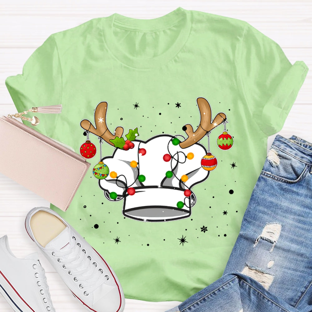 Christmas Chef Hat Snowflakes And Christmas Lights T-shirt