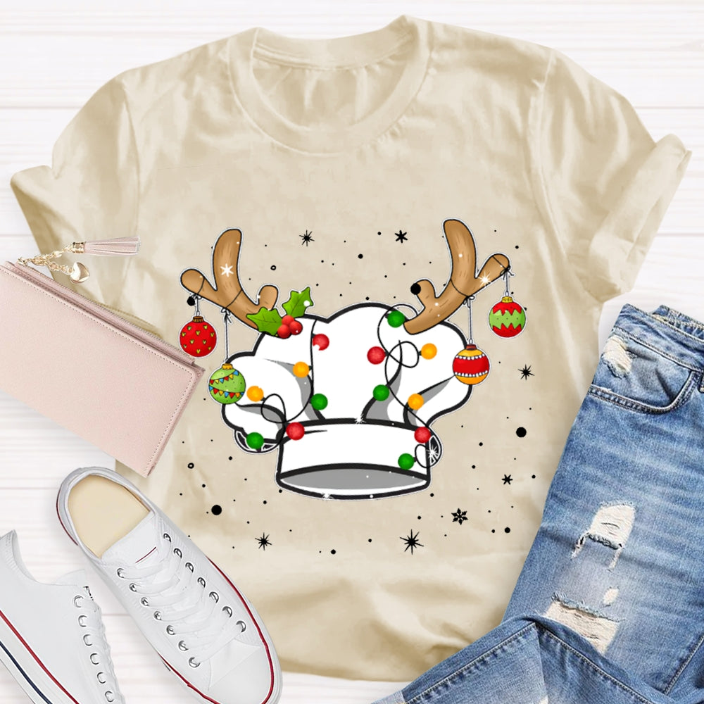 Christmas Chef Hat Snowflakes And Christmas Lights T-shirt