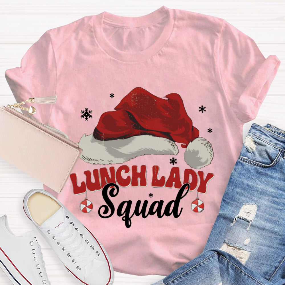 Lunch Lady Squad Santa Hat Christmas T-shirt
