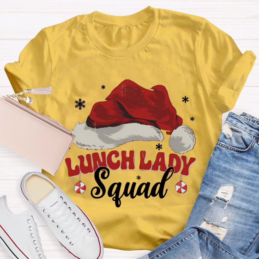 Lunch Lady Squad Santa Hat Christmas T-shirt