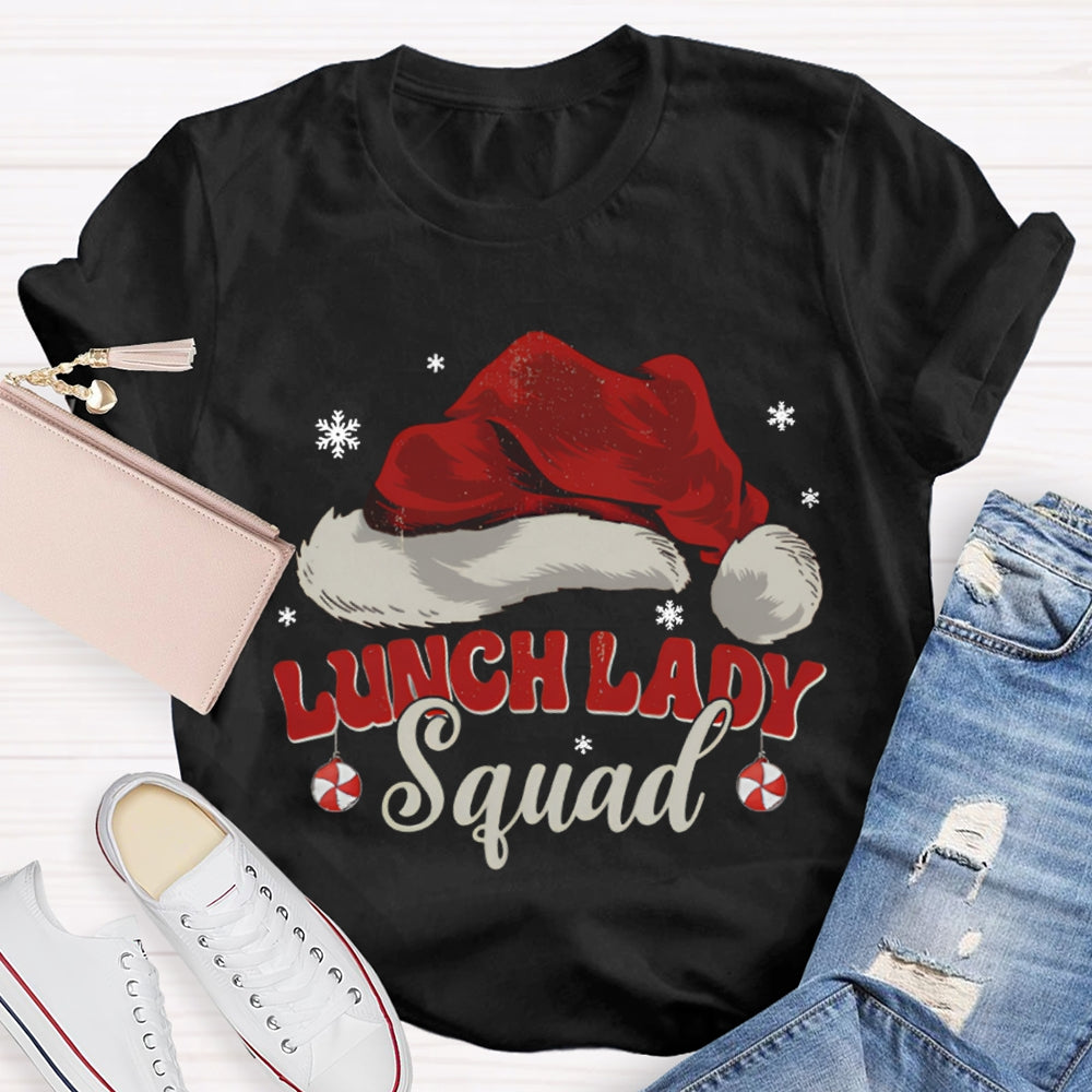Lunch Lady Squad Santa Hat Christmas T-shirt