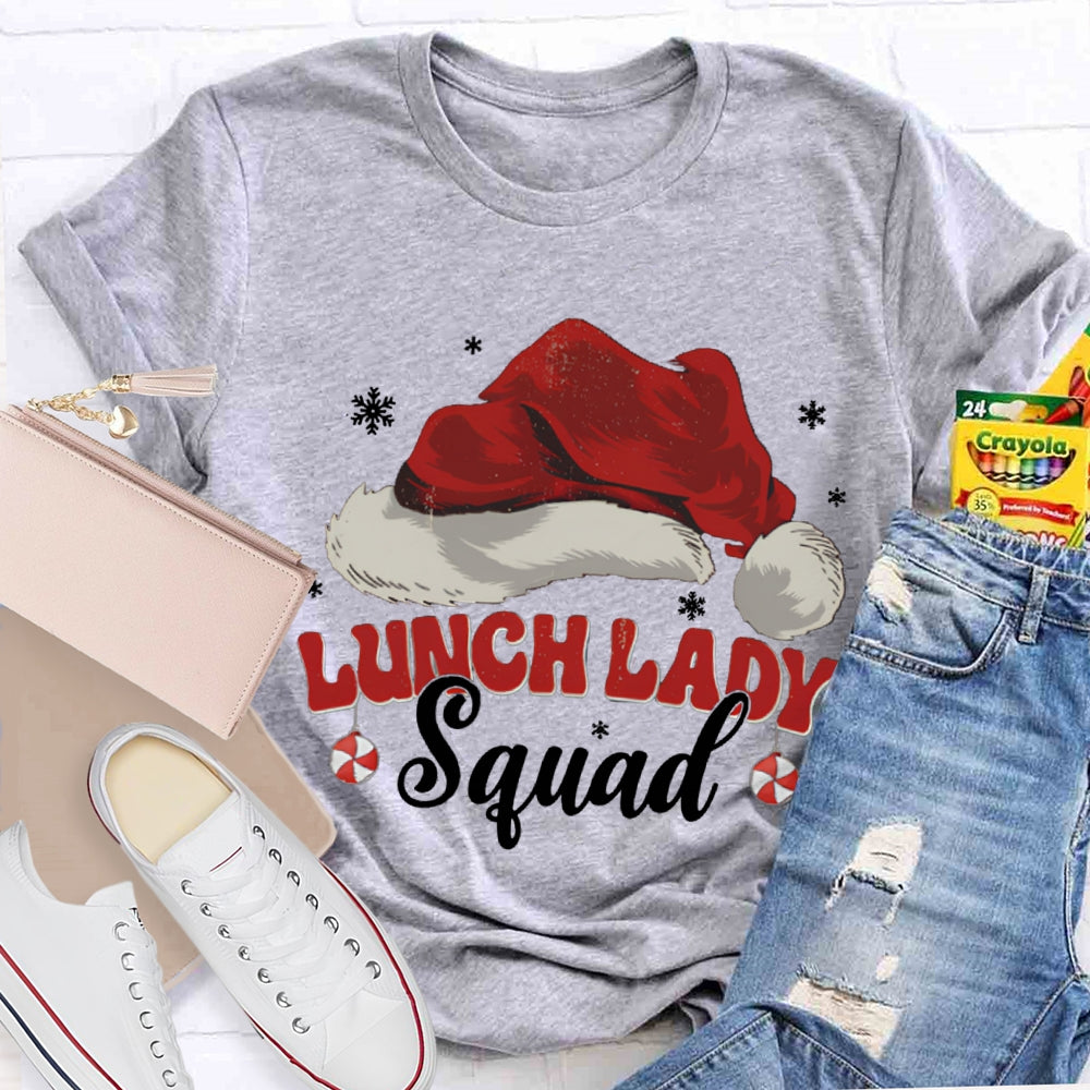Lunch Lady Squad Santa Hat Christmas T-shirt