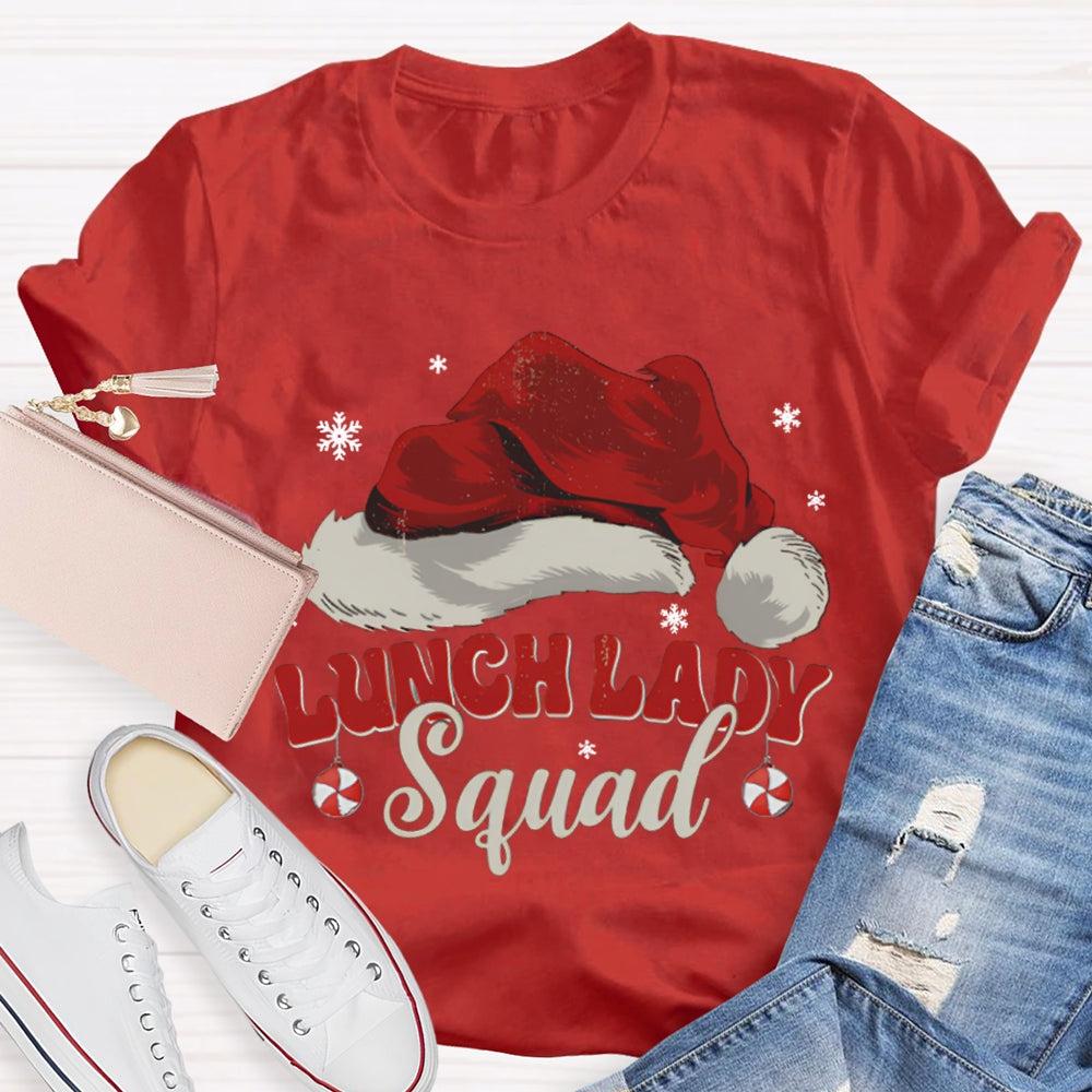 Lunch Lady Squad Santa Hat Christmas T-shirt