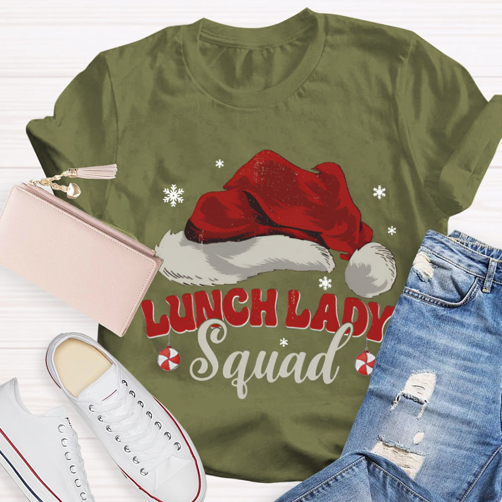 Lunch Lady Squad Santa Hat Christmas T-shirt