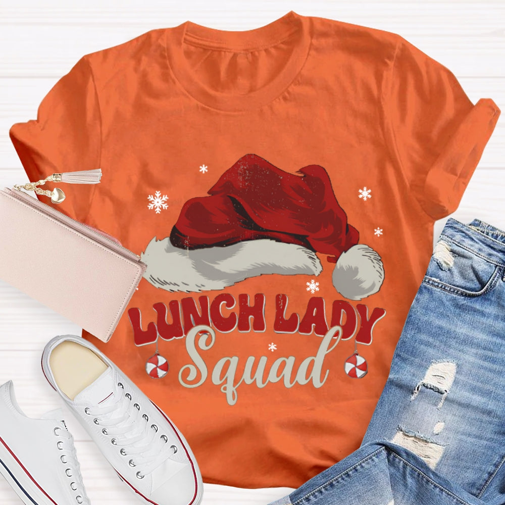 Lunch Lady Squad Santa Hat Christmas T-shirt