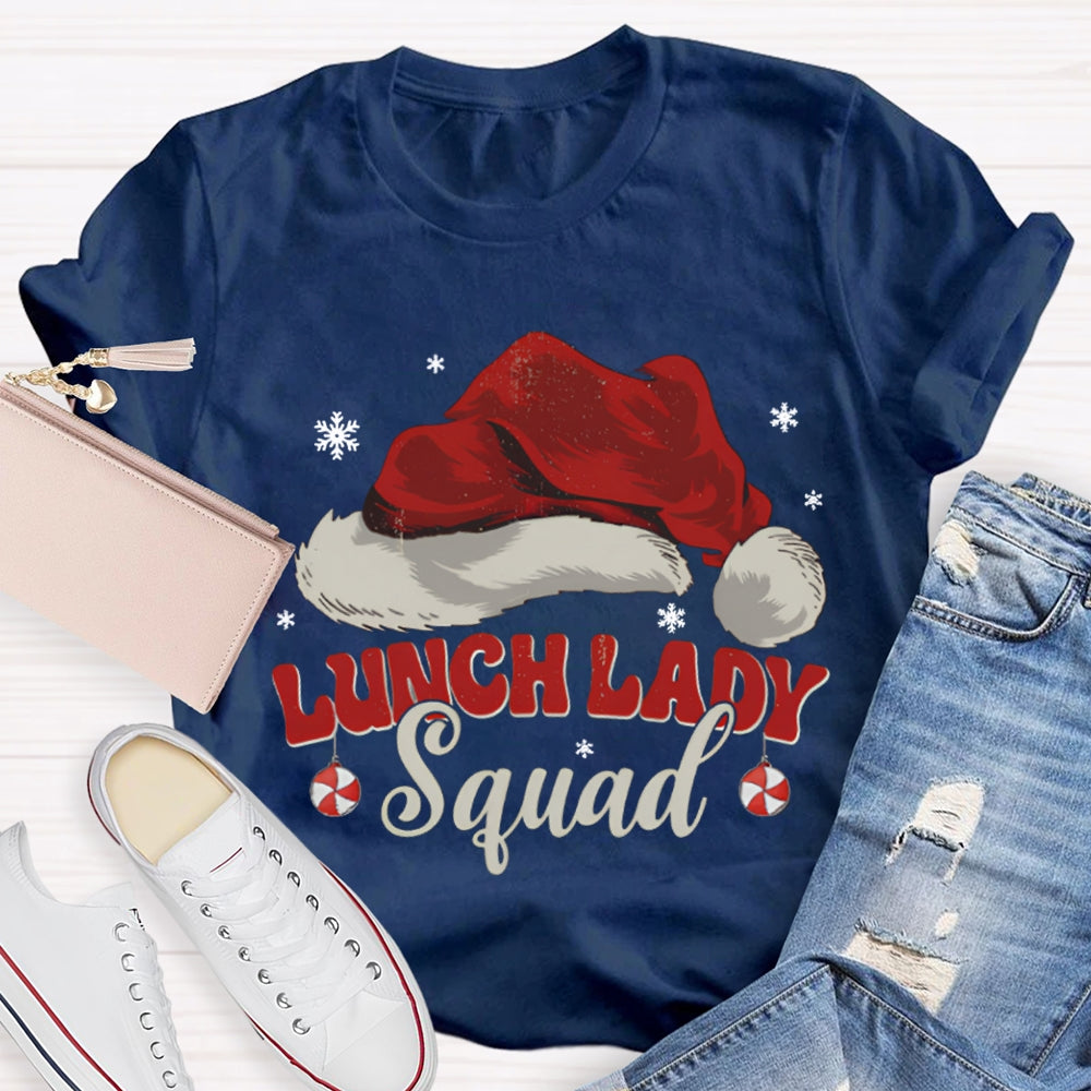 Lunch Lady Squad Santa Hat Christmas T-shirt