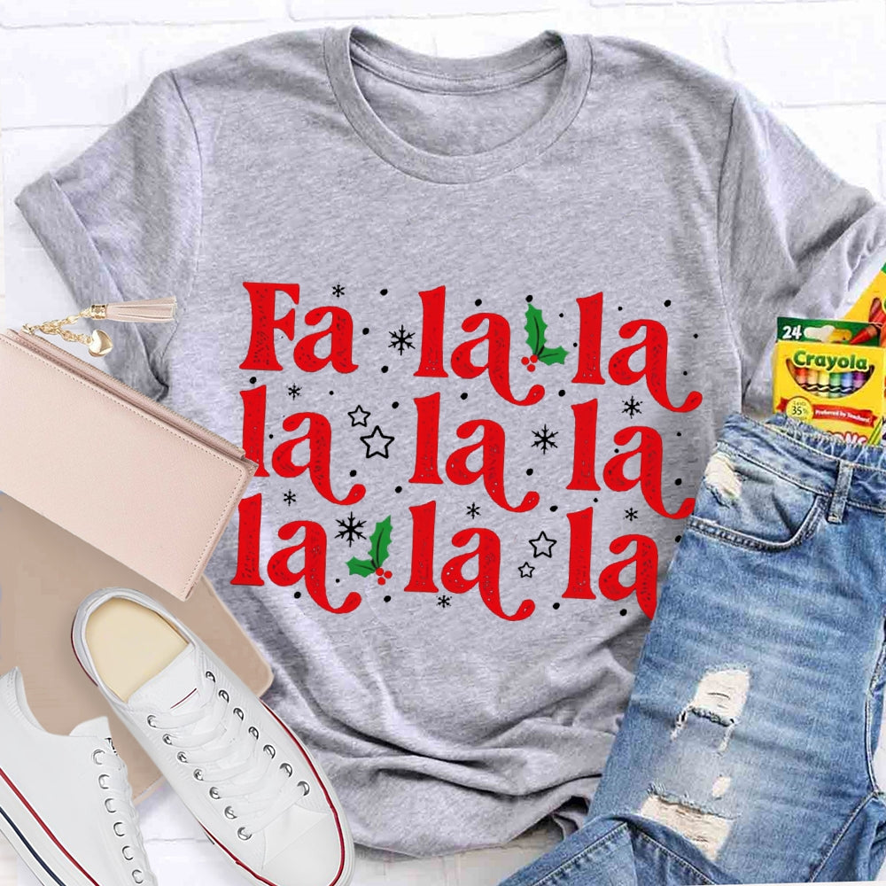 Fa La La La Musical Notes And Snowflakes Christmas Music T-shirt