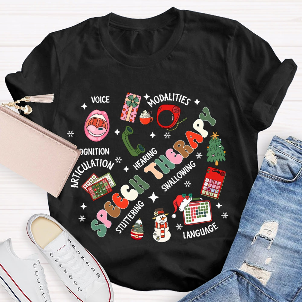 Speech Therapy Voice Modalities Hearing Stuttering Christmas T-shirt