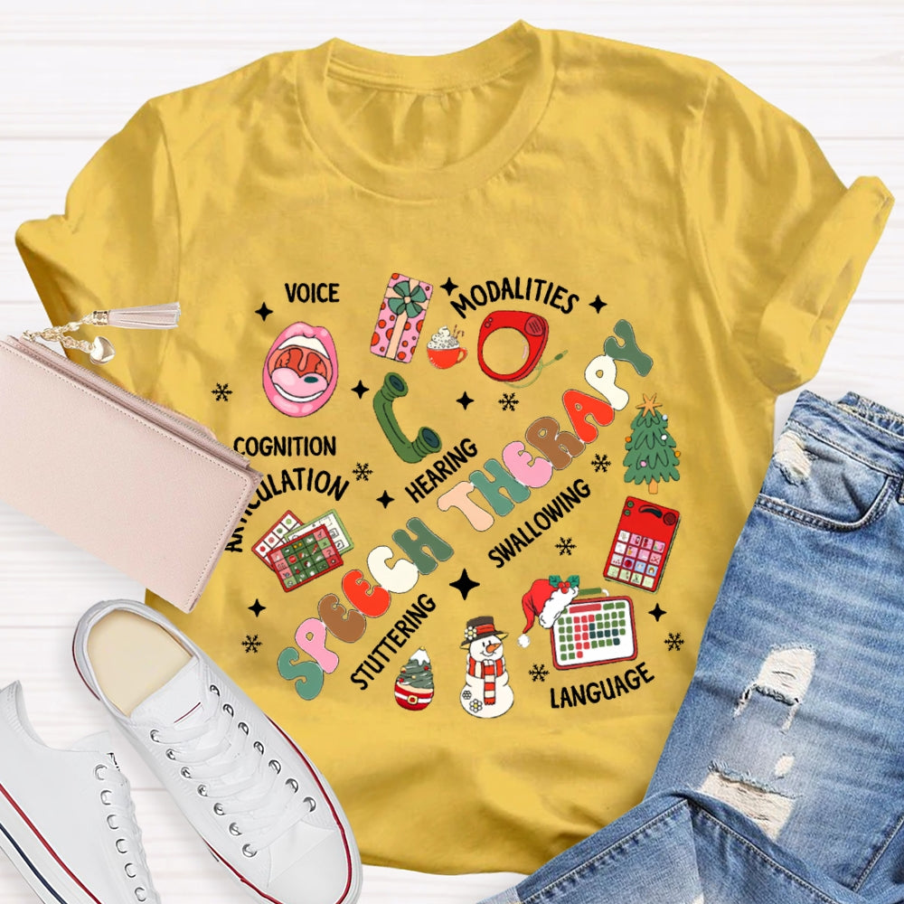 Speech Therapy Voice Modalities Hearing Stuttering Christmas T-shirt