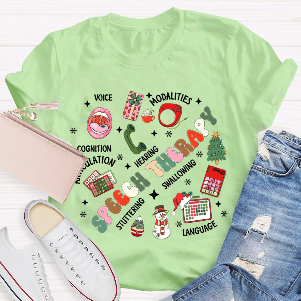 Speech Therapy Voice Modalities Hearing Stuttering Christmas T-shirt