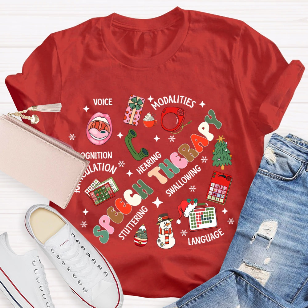 Speech Therapy Voice Modalities Hearing Stuttering Christmas T-shirt