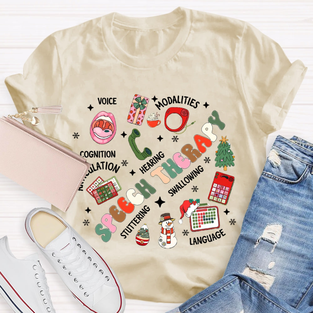 Speech Therapy Voice Modalities Hearing Stuttering Christmas T-shirt