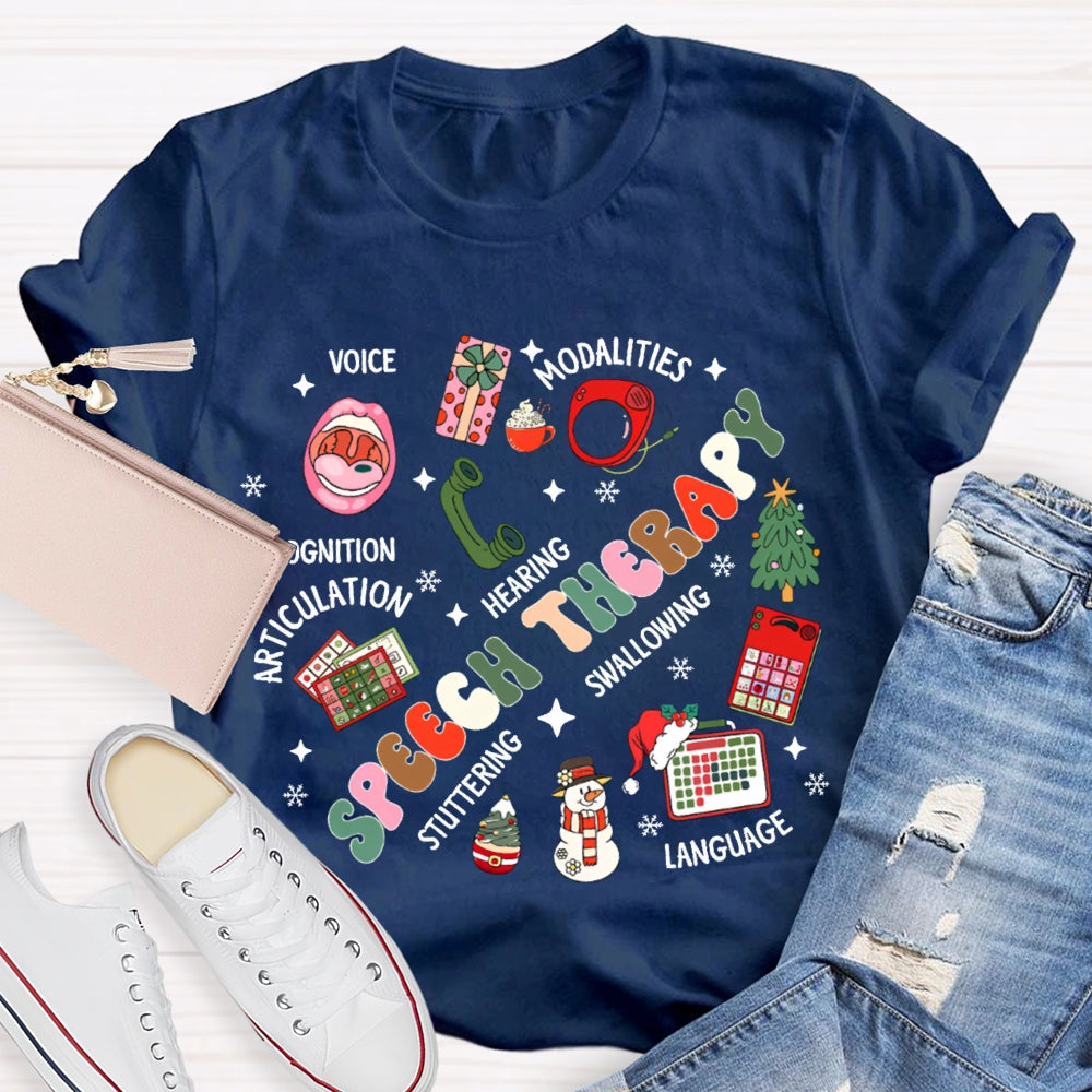 Speech Therapy Voice Modalities Hearing Stuttering Christmas T-shirt