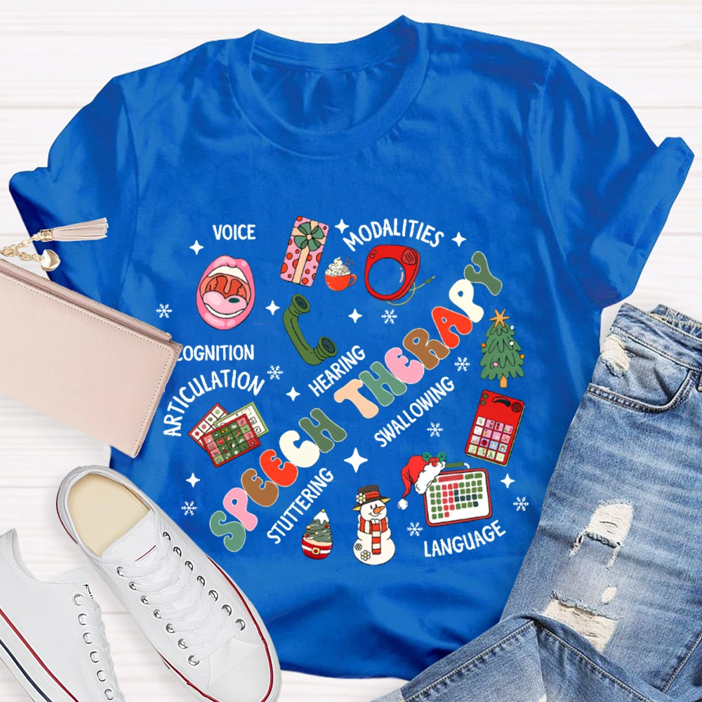 Speech Therapy Voice Modalities Hearing Stuttering Christmas T-shirt