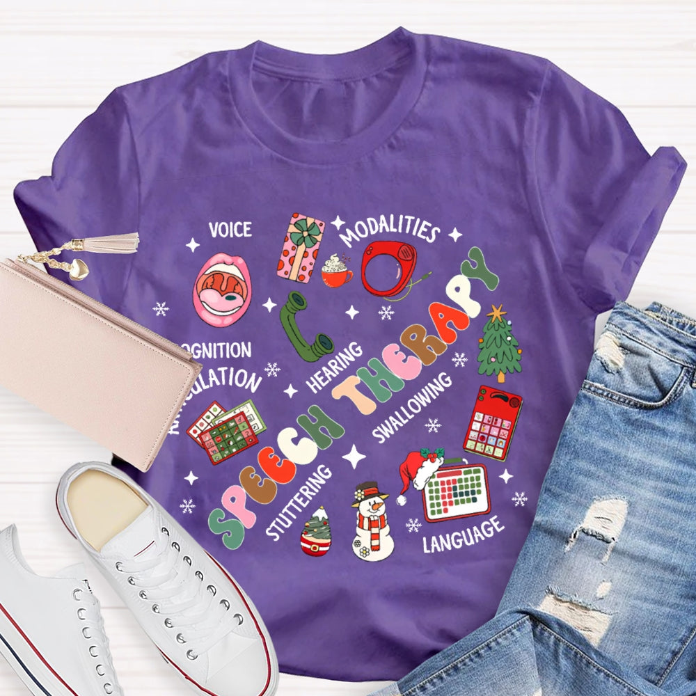 Speech Therapy Voice Modalities Hearing Stuttering Christmas T-shirt