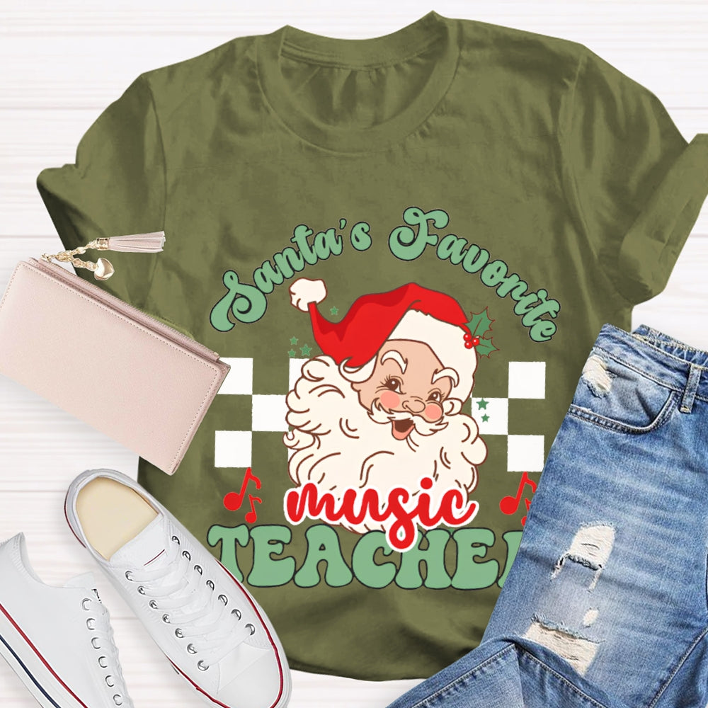 Santa'S Favorite Music Teacher Christmas T-shirt