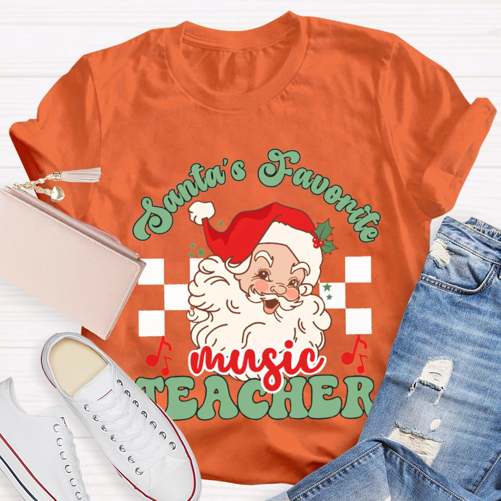 Santa'S Favorite Music Teacher Christmas T-shirt