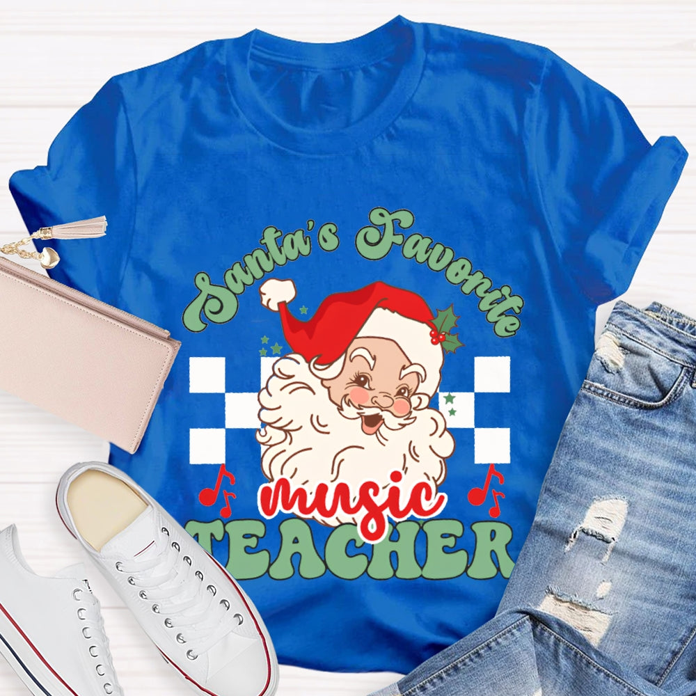 Santa'S Favorite Music Teacher Christmas T-shirt