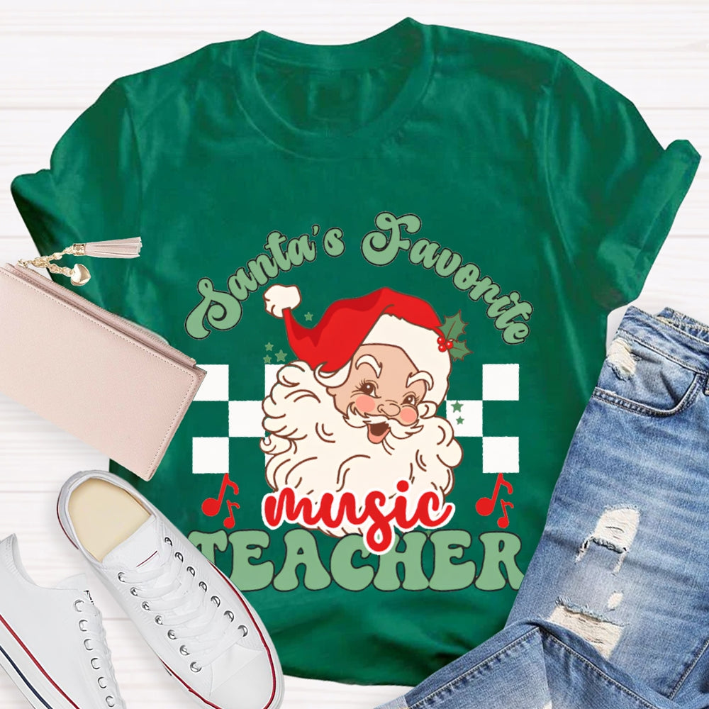 Santa'S Favorite Music Teacher Christmas T-shirt