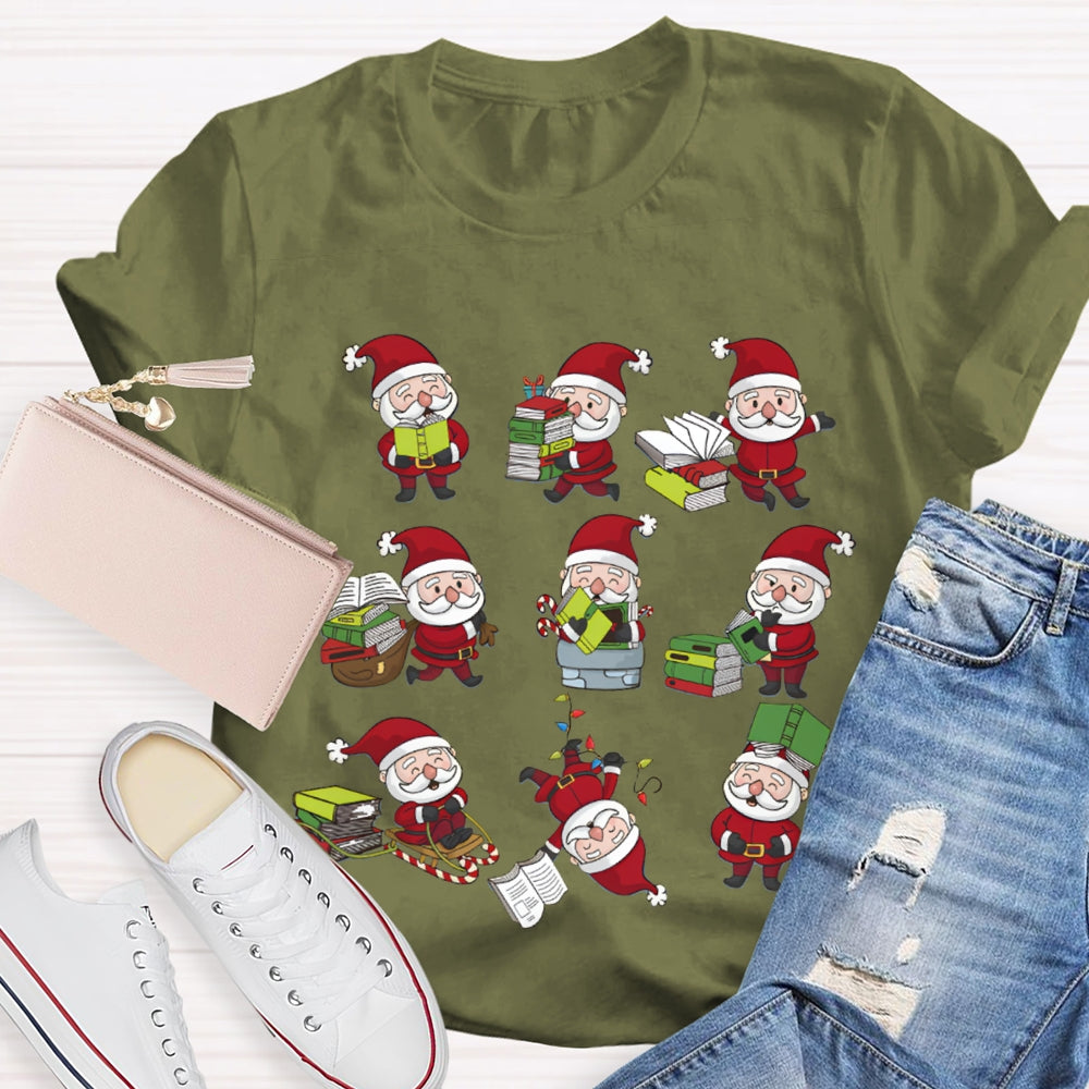 Santa Claus Reading A Book Christmas T-shirt