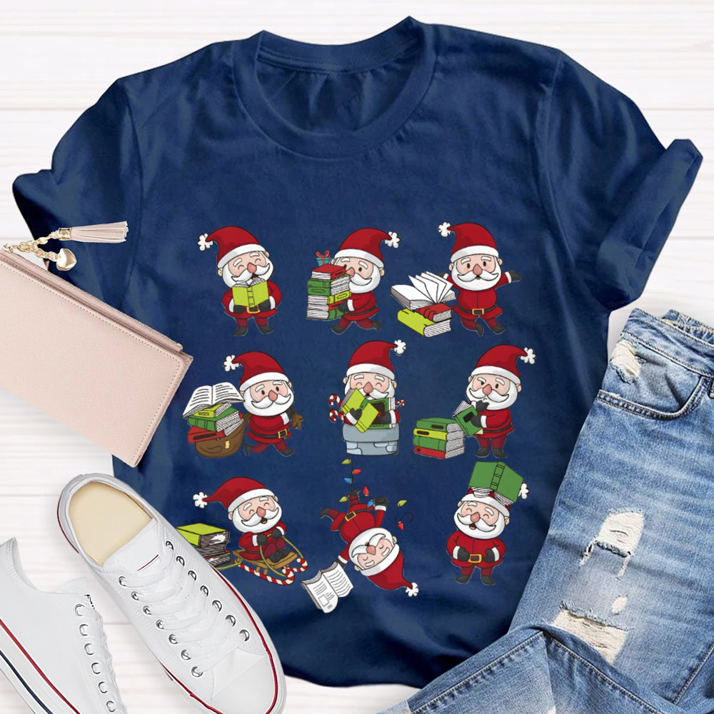Santa Claus Reading A Book Christmas T-shirt