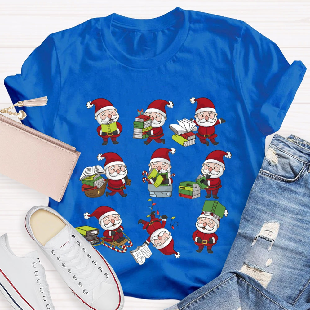 Santa Claus Reading A Book Christmas T-shirt