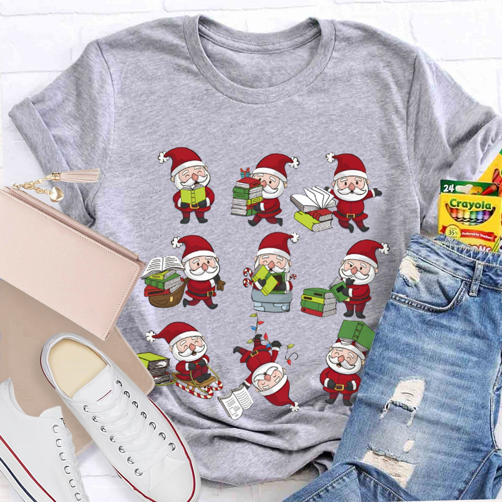 Santa Claus Reading A Book Christmas T-shirt