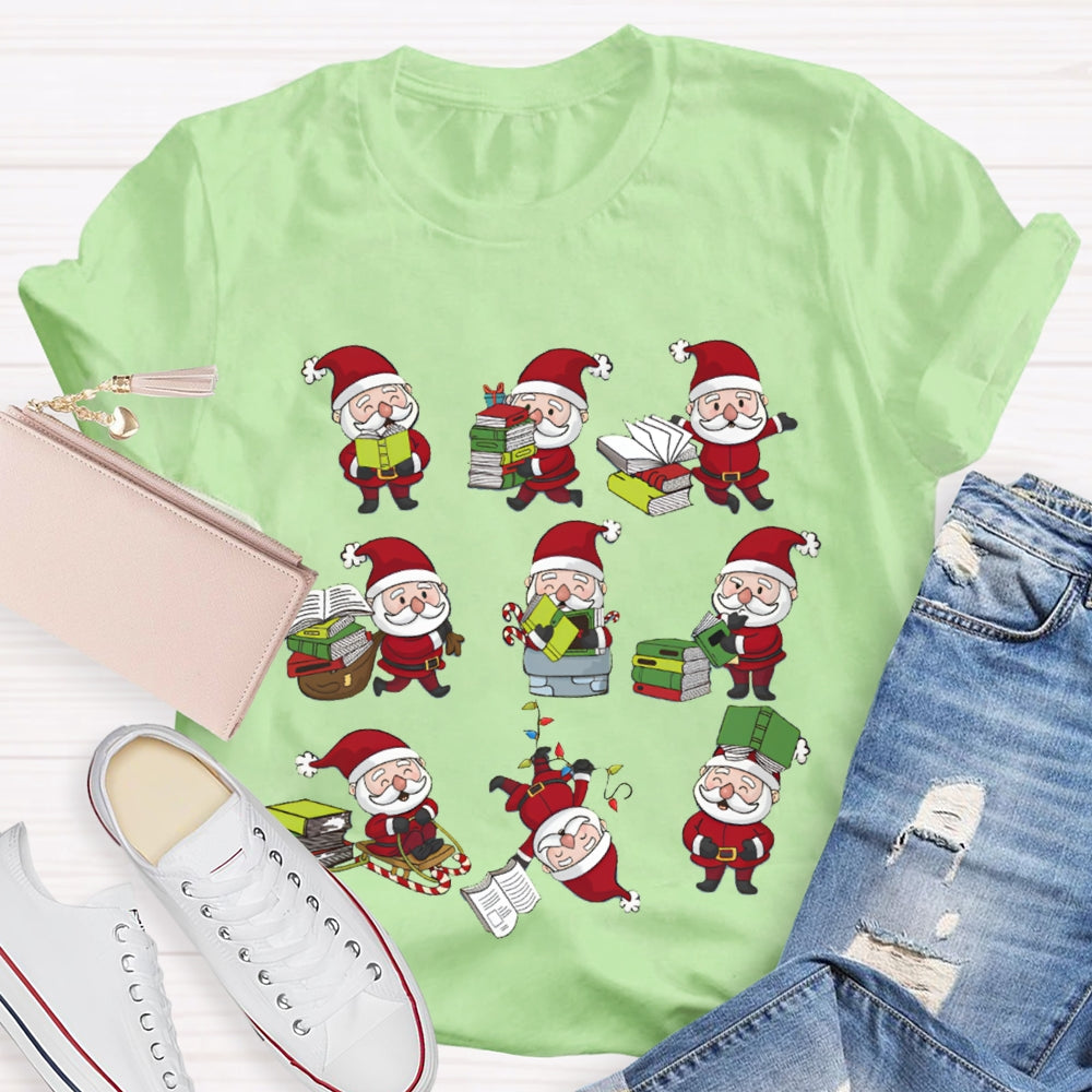 Santa Claus Reading A Book Christmas T-shirt