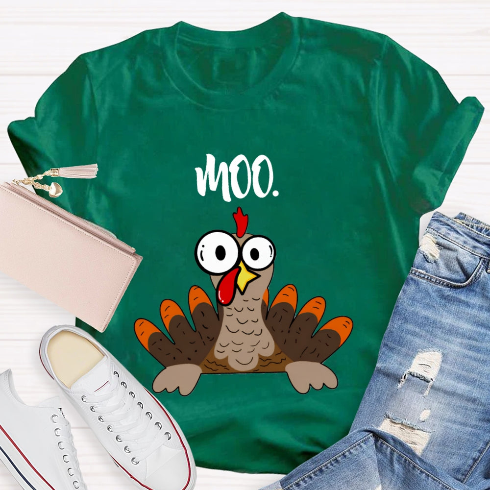 Moo Turkey Thanksgiving Teacher T-Shirt